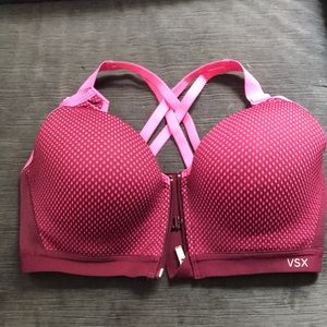 Vintage Victoria’s Secret VSX burgundy and pink sports bra size 34C. Nice shape